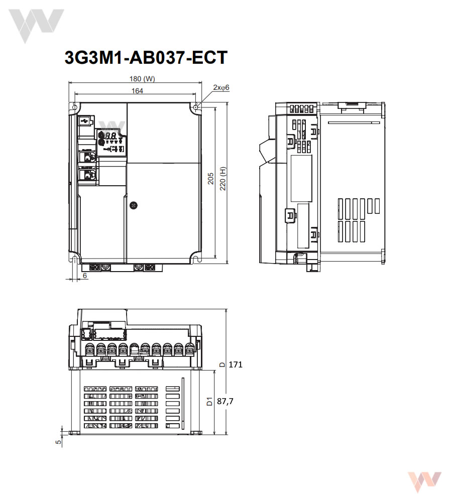 3G3M1-AB037-ECT EtherCAT® falownik Omron 3G3M1 3,7kW/230V